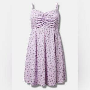 Torrid Mini Challis Skater Dress Ditsy Floral Orchid Bloom